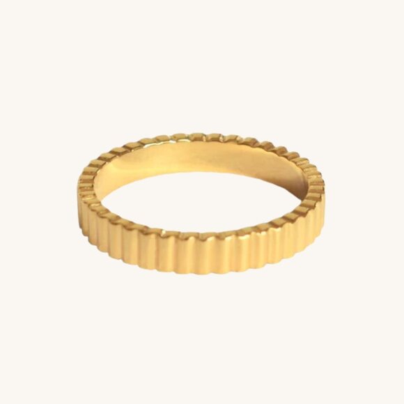 Waterproof Gold Jewelry Tarnish Free 18k Gold PVD- Meivim Ring Size 6 - Picture 1 of 11